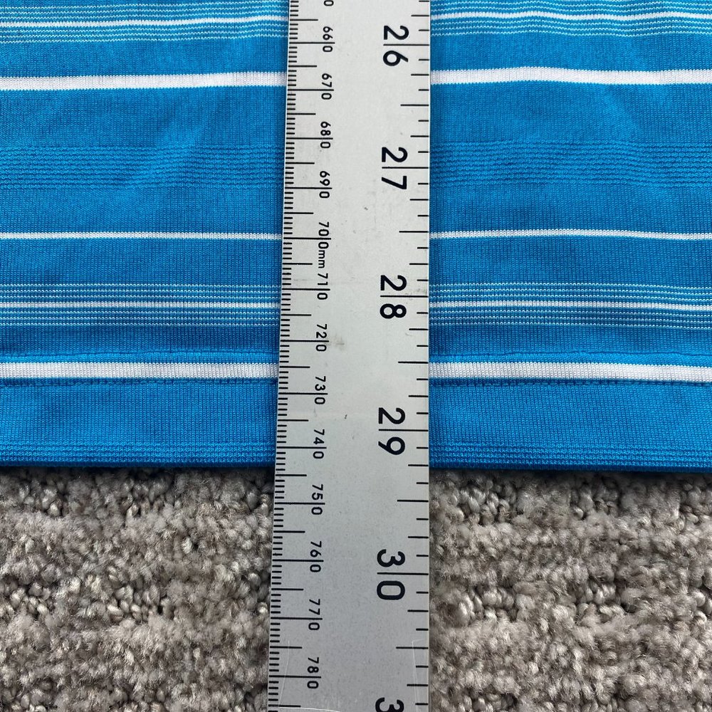 Adidas Pure Motion Golf Shirt Men Large L Blue White Striped Casual Polo Golfing - Picture 8 of 8